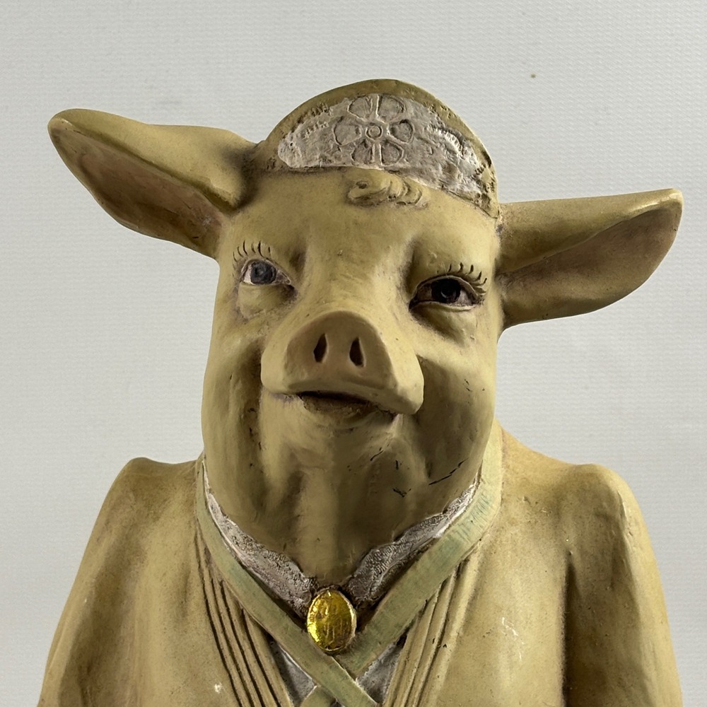 House Parts Mrs. Buttercup Pig Chef Statue 15" Figurine with Bowl 2002 Farmhouse